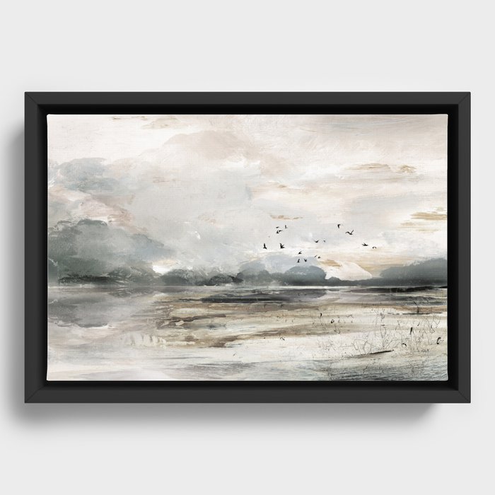 Seascape Sunset Painting Framed Canvas