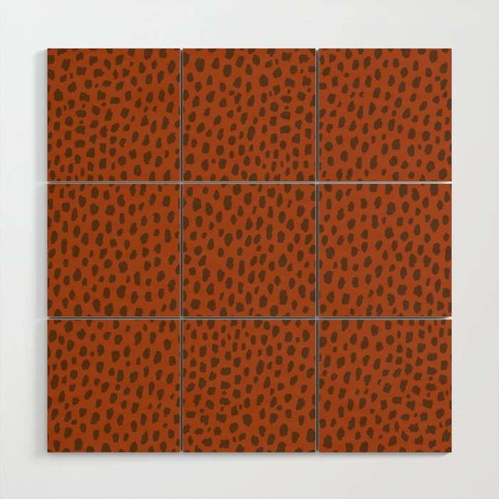 Dalmatian Polka Dot Spots (brown/burnt orange) Wood Wall Art