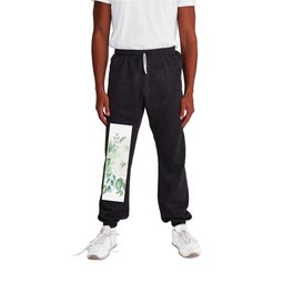 Handmade white flowers watercolor composition  Sweatpants