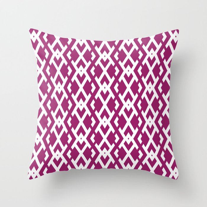 Magenta and White Diamond Vertical Zig Zag Pattern - Colour of the Year 2022 Orchid Flower 150-38-31 Throw Pillow