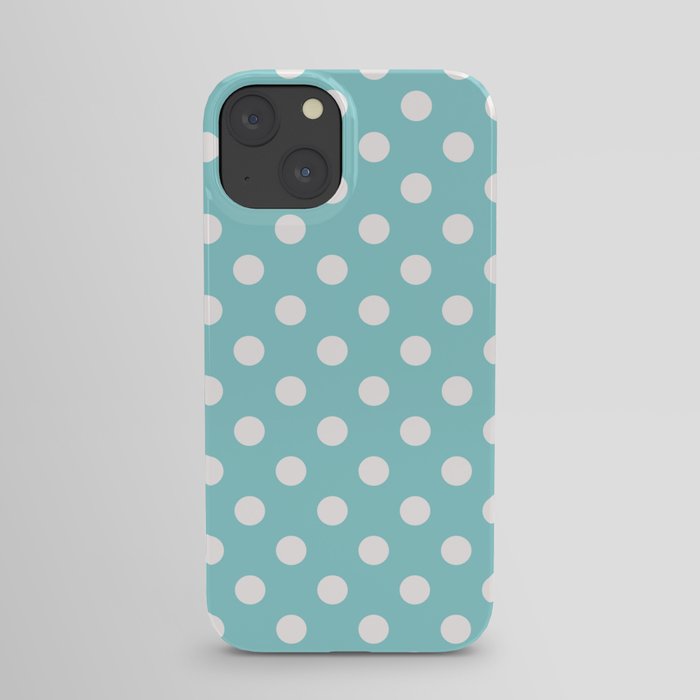 Turquoise Blue & White Polka Dots iPhone Case