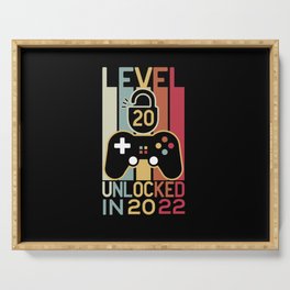 Level 20 unlocked in 2022 gamer 20th birthday gift Serving Tray