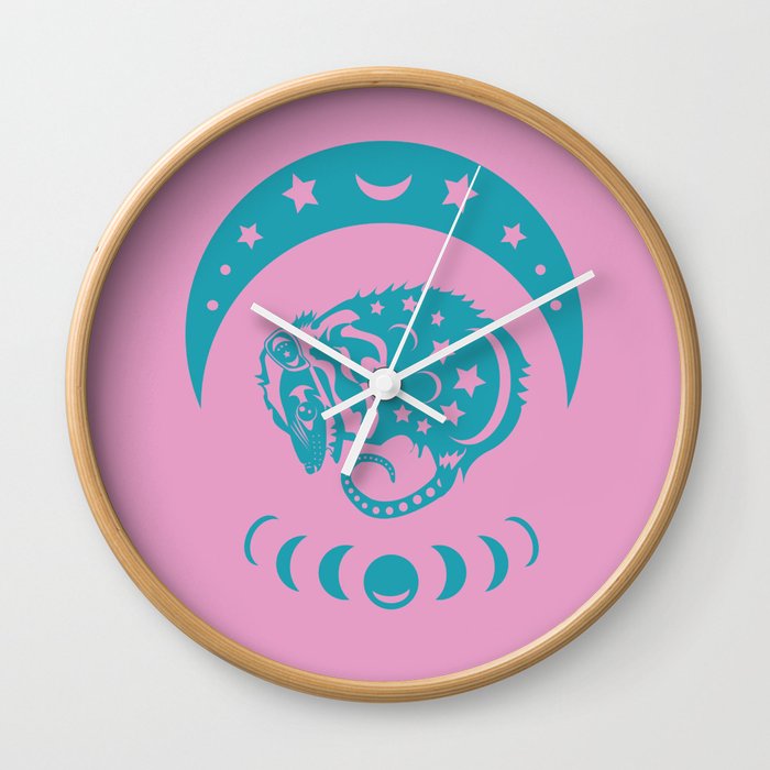 Teal & Pink Possum Wall Clock