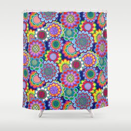 Jewel Tone 70s Floral Shower Curtain