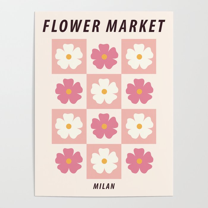 flower market print milan indie cottagecore decor cute floral art posters aesthetic abstract pink flowers poster by kristinity art society6