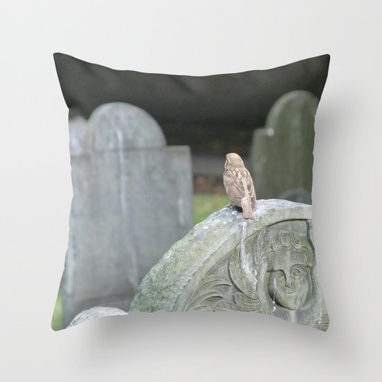Sparrow in King's Chapel Burying Ground Boston Throw Pillow