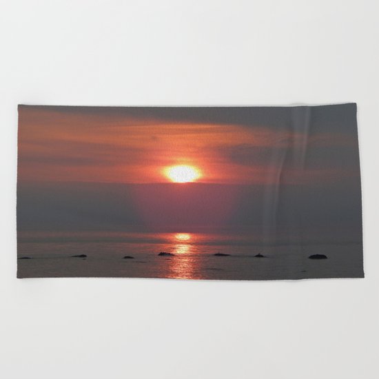 Ste-Anne-Des-Monts Sunset on the Sea Beach Towel