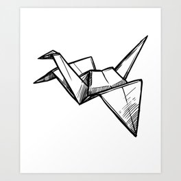 I´d Rather Be Folding Paper Motive for a Hobbyists Art Print | Fold, Crane, Art, Swan, Christmas, Drawing, Creative, Gift, Japan, Geometry 