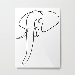 one line elephant - hubris Metal Print | Africa, One, Design, Simple, Drawing, Minimal, Ink Pen, Digital, Linear, Line 