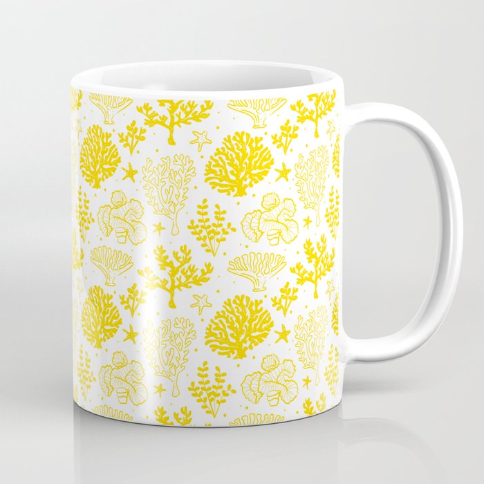 Yellow Coral Silhouette Pattern Coffee Mug