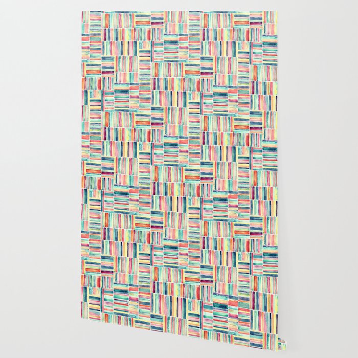 Retro Beach Chair Pastel Watercolor Stripes Wallpaper By Micklyn