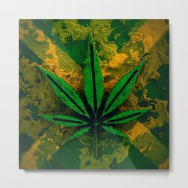 Ganja Metal Print | Marihuanna, Plant, Weed, Smoking, Digital, Fire, 3D, Graphicdesign, Smoke, Abstract 
