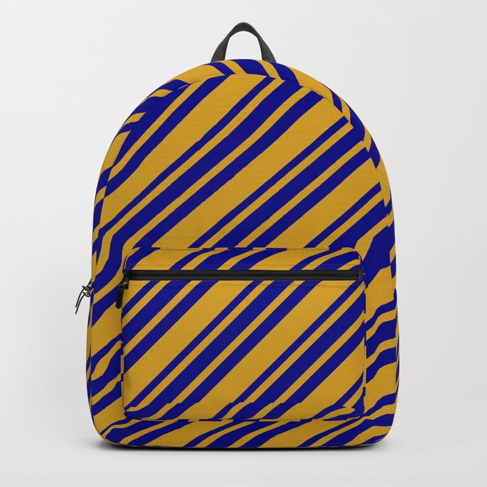 Goldenrod and Dark Blue Colored Lined Pattern Backpack