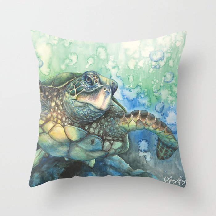 Sea Turtle Glides Throw Pillow