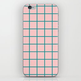 Combi Grid - teal on light pink iPhone Skin