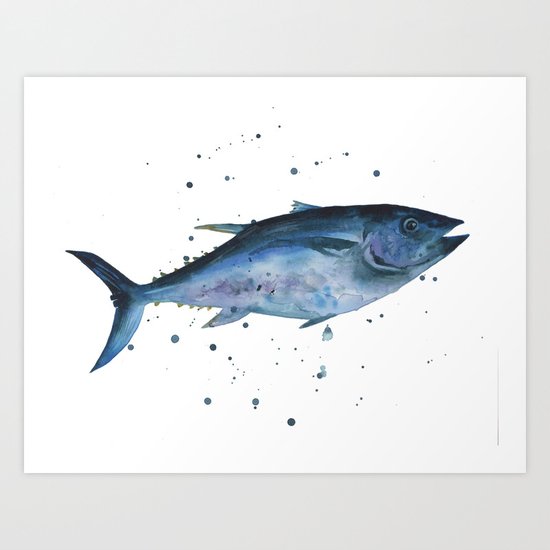 Tuna fish, tuna, ocean art, animal art, blue fish, fish print, fish painting Art Print