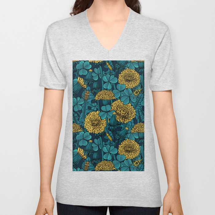 The meadow in yellow and blue V Neck T Shirt