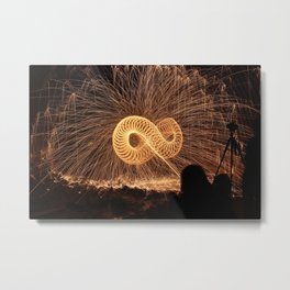 Infinite Fire Spin Metal Print | Celebration, Photo, Abstract, Dark, Steelwool, Creative, Style, Fire, Art, Texture 