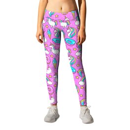 Kawaii Sweet Pink Glittery unicorn pattern Leggings | Digital, Comic, Graphicdesign, Unicorncat, Glittersparkles, Pattern, Rainbowunicorn, Kawaiiunicorn, Cutepinkpattern, Sprinklesdonuts 