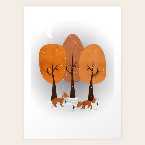 Winter Foxes Art Print