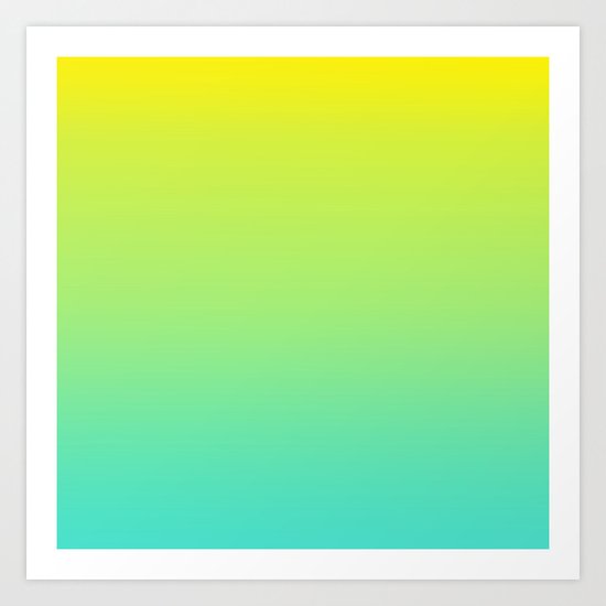 Ombre gradient illustration yellow blue green colors Art Print