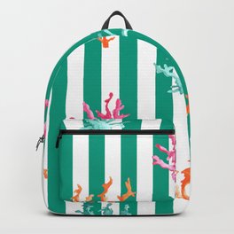 Colorful Coral Reef on Green Stripes Backpack