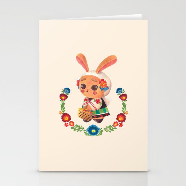 The Cute Bunny in Polish Costume Stationery Cards
