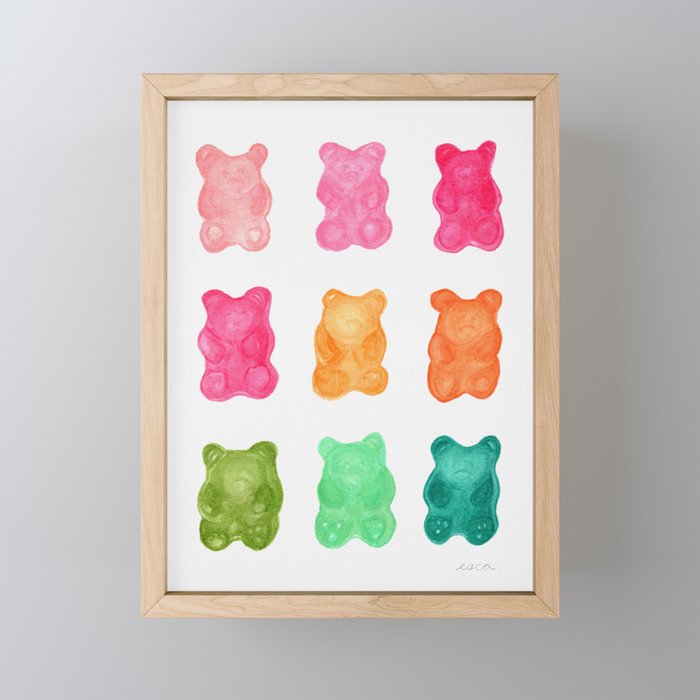 Gummy Bears Colorful Candy Framed Mini Art Print