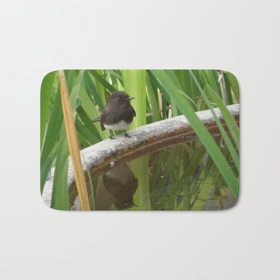 Black Phoebe at the Fountain Bath Mat