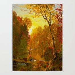 Frederic Edwin Church (American, 1826-1900) - Autumn in North America - 1856 - Luminism (Hudson River School) - Romanticism - Landscape painting - Oil on board - Hi-Res Digitally Remastered Version - Poster