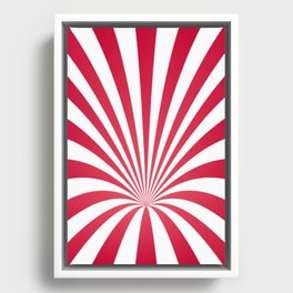 Red White and Pink Stripes Swirl Funnel Vintage Framed Canvas