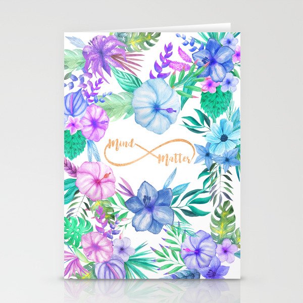 Mind Over Matter Forever Purple Blue Floral Watercolor Stationery Cards