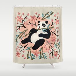 Panda Vibes – Pink & Cream Palette Shower Curtain