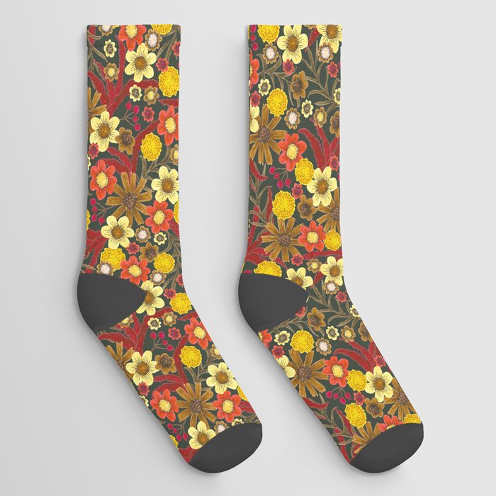 autumn floral Socks