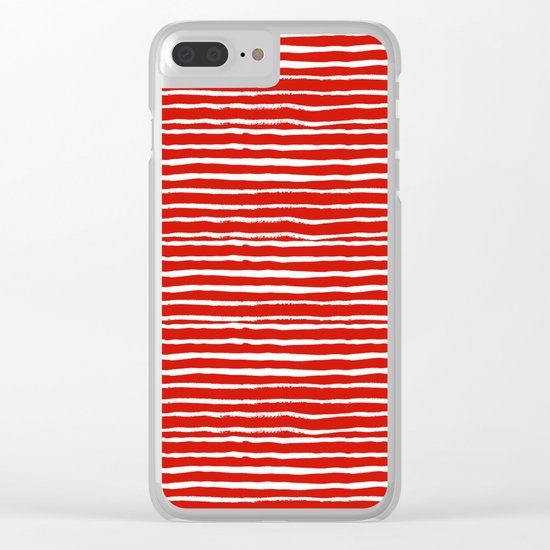 Minimal Christmas red and white holiday pattern stripes candy cane stripe pattern Clear iPhone Case