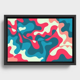 Swirling Waves Deconstructed Abstract Nature Art In Tropical Essence Color Palette Framed Canvas