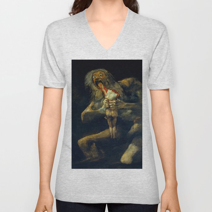 Francisco Goya - Saturn Devouring His Son V Neck T Shirt