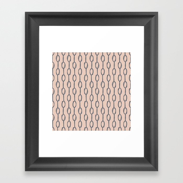 Pebble Dot Stripes Gray on Vintage Rose Pink Framed Art Print