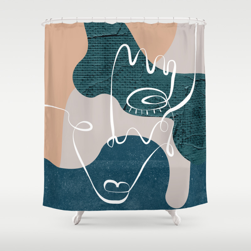 Abstract Face Line Neutral Shower Curtain By Pinkbubblegum Society6
