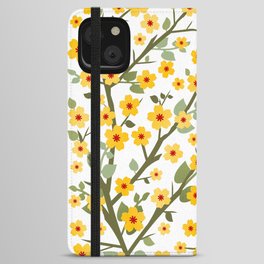 Lovely Blossoms - yellow on white iPhone Wallet Case