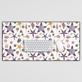 SEASHELLS & STARFISH (WHITE) Desk Mat