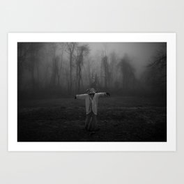 Scary Scarecrow In The Fog Art Print