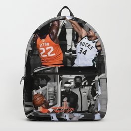 Giannis Antetokounmpo, The block,Deandre Ayton, Helps Bucks win Game 4 of Finals,Panorama, room wall decoration frameless canvas poster Backpack