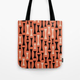 Retro Mid Century Modern Abstract Pattern 622 Black Orange and Cream Tote Bag