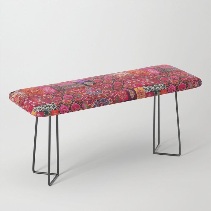 N98 - Traditional Heritage Boho Oriental Moroccan Collage Style. Bench