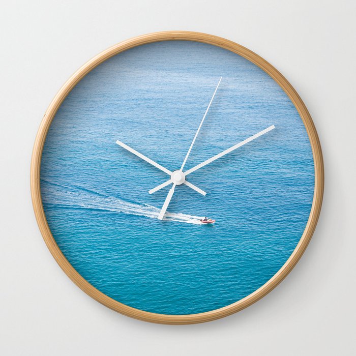 Spain Photography - Speed Boat Traveling Over The Beautiful Sea Wall Clock