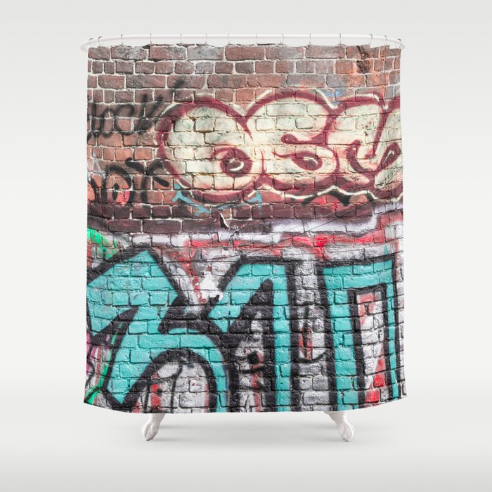 Wall With Street Grafitti Shower Curtain