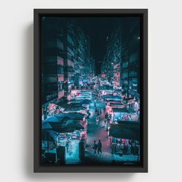 Cyberpunk Hong Kong Framed Canvas