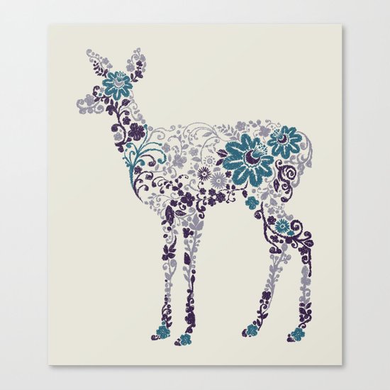 Flower Deer Canvas Print