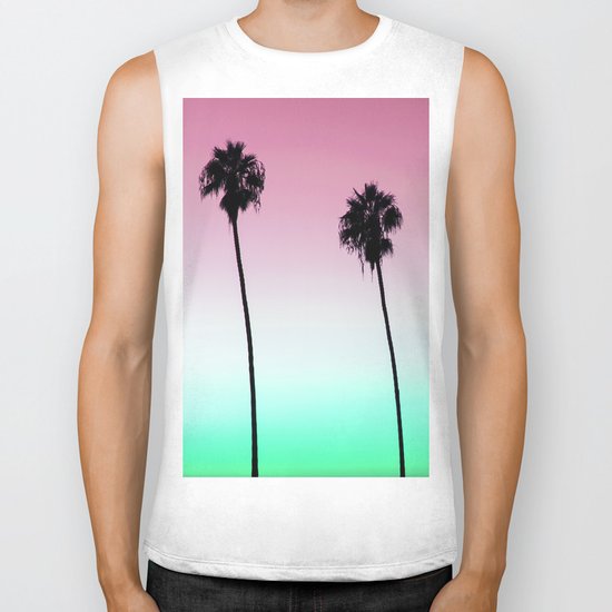 Pastel Palm trees Biker Tank